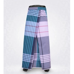 Turquoise blue Checked Cotton lungi